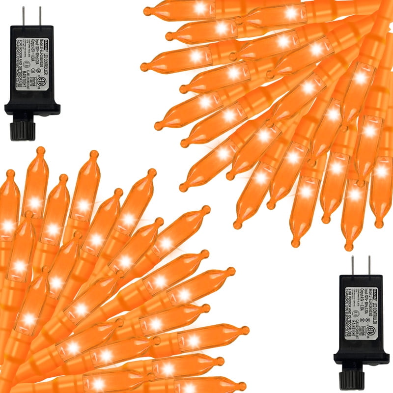 2 Pack Orange Halloween String Lights Outdoor, 32.5FT 100 LED Waterproof Christmas Lights with 16 Lighting Modes for Halloween Garden Party Christmas Xmas Tree Lights Decor