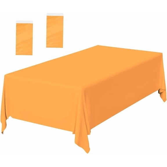 2 Pack Orange Plastic Tablecloths Disposable Rectangle Table Covers