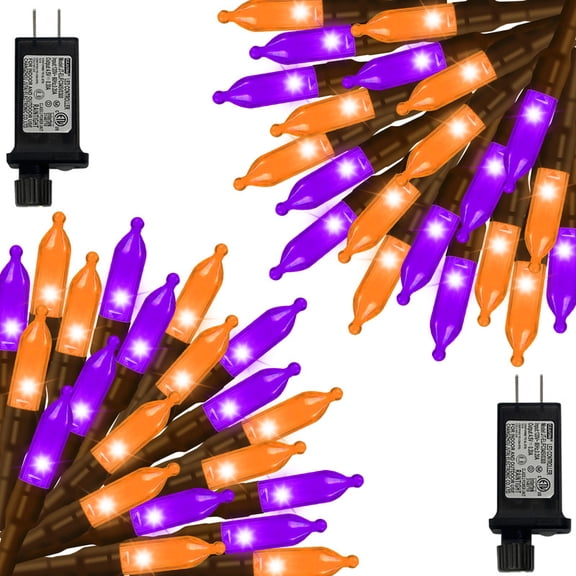 2 Pack Orange Purple Halloween String Lights Outdoor, 32.5FT 100 LED Waterproof Christmas Lights with 16 Lighting Modes for Halloween Garden Party Christmas Xmas Tree Lights Decor