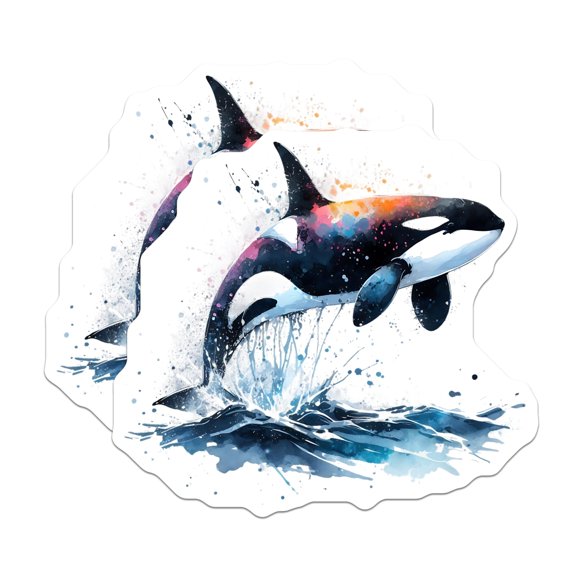 (2 Pack) Orca Magnets - Killer Whale Decor - Artistic Ocean Creature - 5" On Longest Side - Premium Magnet - for Cars, Refrigerators, Toolboxes, Lockers - Made in USA - MAG15291