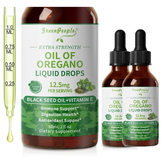 (2 Pack)Oregano Oil Drops - Oil of Oregano Liquid - Herbal Blend for Immune Support,Digestive Health,Overall Health - Vegan, Sugar Free,Non-GMO - 2 Fl oz