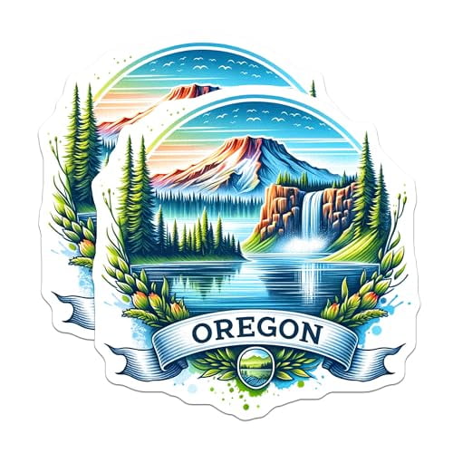 (2 Pack) Oregon Mountain Landscape Magnets - Cascade Range Scene - Nature Art - Decorative Magnets for Home and Office - 5" On Longest Side - for Cars, Fridges, Toolboxes - Made in USA - MAG6631