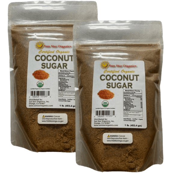 2-Pack Organic Coconut Sugar - 1 lb Each - Low Glycemic, Nutrient-Rich Sweetener