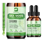 2 PackOrganic Sea Moss Liquid Drops 10000mg - 5X Stronger than Gummy & Capsules - Joint, Digestion, Thyroid Immunity Essential Support - 60ml