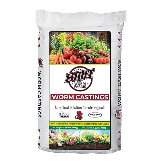 2-Pack Organic Worm Castings Fertilizer, 30 lb - Natural Soil Amendment for Plants, Potting Mixes, Indoor and Outdoor Gardens, Vegetables, and Lawns