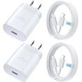 thumbnail image 1 of 2 Pack Original Super Fast Adaptive Wall Adapters 25W Charger for Samsung Galaxy A56 with 2 Pack 6.6FT USB C PD Charging Cables - White, 1 of 3