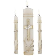 2 Pack - Ornate Cross Wedding Candle Unity Set 11.8 X 2-3/4 D