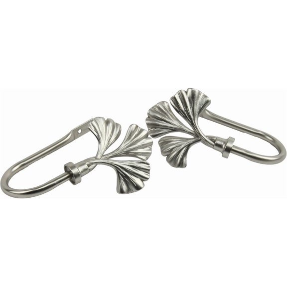 2 Pack Ornate Ginkgo Leaf Curtain Holdbacks Metal Window Drapery Hooks