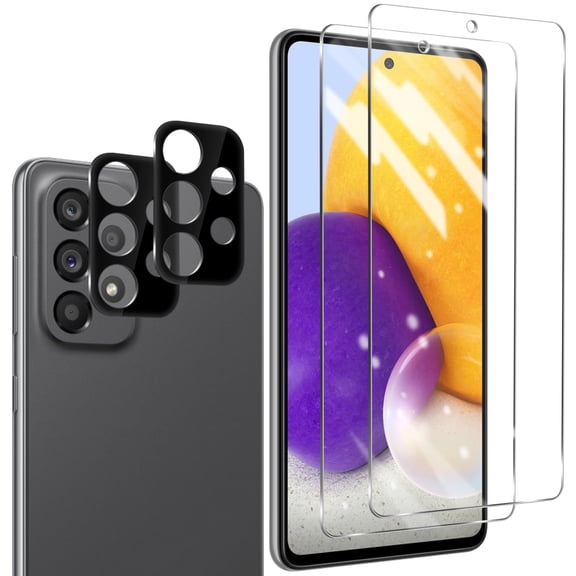 [2-Pack] Orzero for Samsung Galaxy A73 5G Tempered Glass Screen Protector and 2 Pack Camera Lens Protector 9 Hardness HD Anti-Scratch