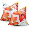 thumbnail image 1 of 2 Pack Oudtdoor Throw Pillow Covers 18x18, Summer Decorative Square Pillow Covers for Home Sofa Couch Bedroom Garden Balcony Hallway Decor (Orange Floral, 16x16), 1 of 6