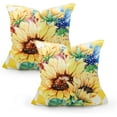 thumbnail image 1 of 2 Pack Oudtdoor Throw Pillow Covers 18x18, Summer Decorative Square Pillow Covers for Home Sofa Couch Bedroom Garden Balcony Hallway Decor (Yellow Sunflower, 18x18), 1 of 6