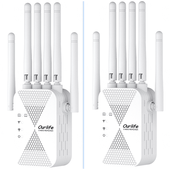 2 Pack Ourlife 2026 Dual Band WiFi Range Extender, 2.4GHz & 5GHz Signal Booster Repeater with 1200Mbps Speed, Wall-Through WiFi Amplifier, Covers up to 10000 Sq.ft (White)