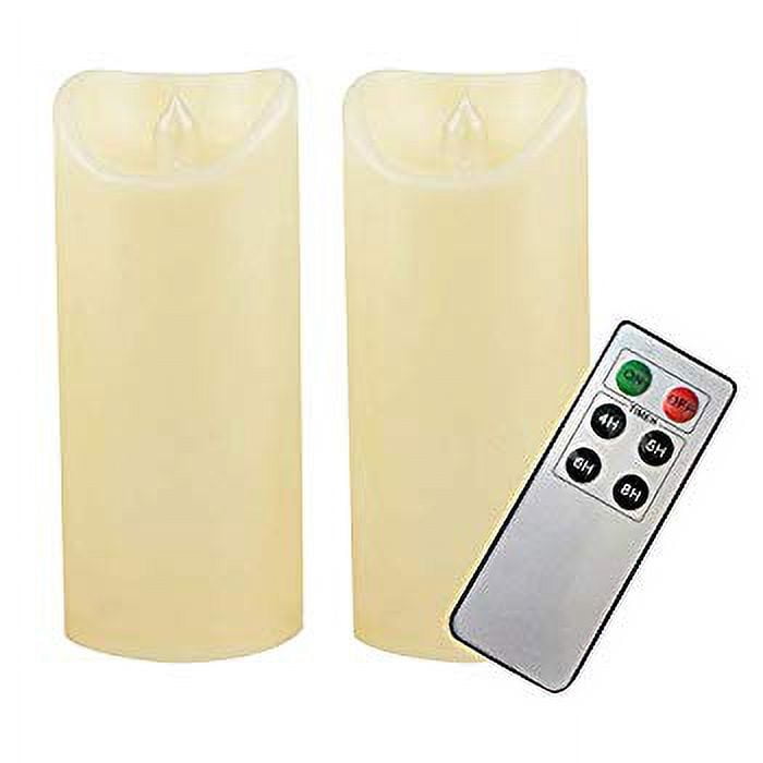 2 Pack Outdoor Battery Operated Flameless LED Pillar Candles with