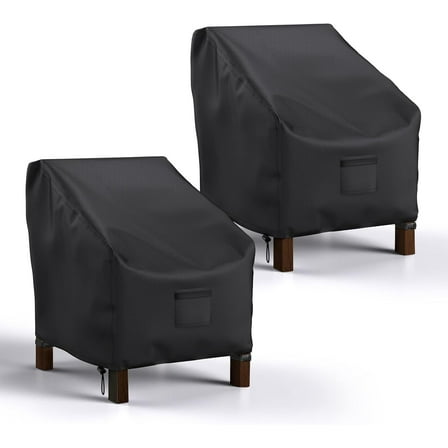 2 Pack Outdoor Chair Covers, 600D Patio Furniture Covers Waterproof, Fit to 38" W x 31" D x 29" H, Black