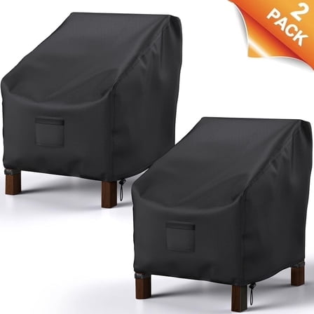2 Pack Outdoor Chair Covers, 600D Patio Furniture Covers Waterproof, Fit to 40" W x 40" D x 36" H, Black