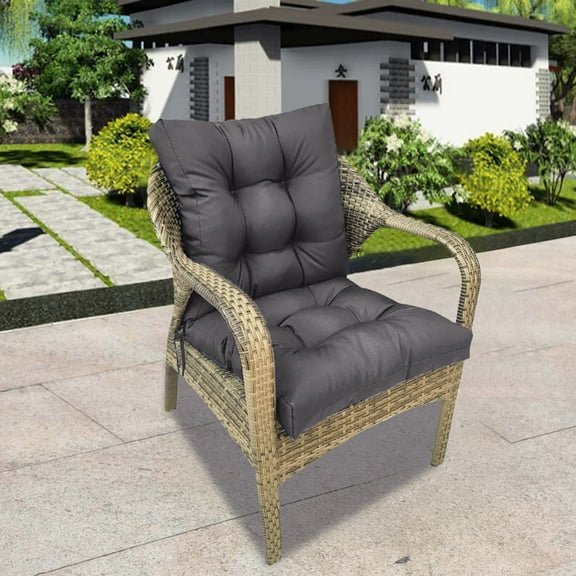 2 Pack Outdoor Chair Cushion Set Rocking Chair Cushion with Ties Overstuffed Seat Back Cushion Pad for Outdoor Indoor Home Garden Chair Use Gray