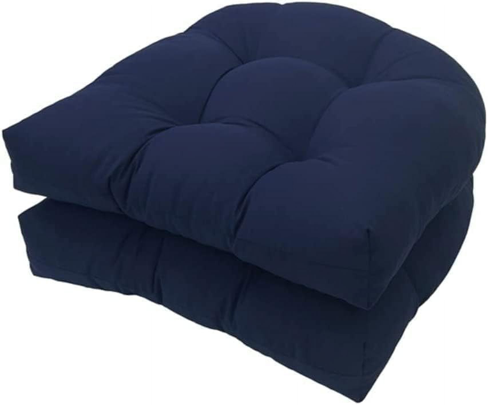 2 Pack Outdoor Chair Seat Cushions Waterproof 18x18 U Shaped Thickened Tufted Patio Furniture Navy Blue