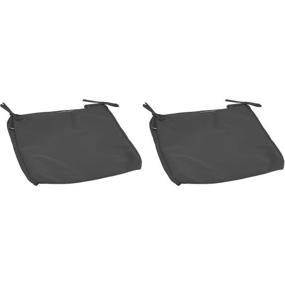 2-Pack Outdoor Cushion Cover with Zipper & Ties, Waterproof Fade-Resistant Slipcover for Patio Garden Rattan Chair Seat, Washable, Dark Gray, By Preplabs