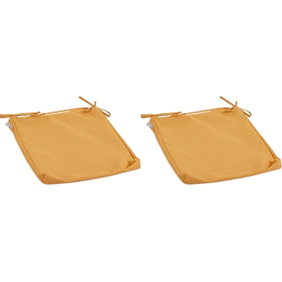 2-Pack Outdoor Cushion Cover with Zipper & Ties, Waterproof Fade-Resistant Slipcover for Patio Garden Rattan Chair Seat, Washable, Yellow, By Preplabs