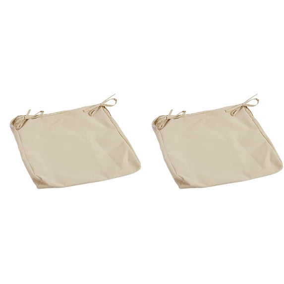 2-Pack Outdoor Cushion Cover with Zipper & Ties, Waterproof Fade-Resistant Slipcover for Patio Garden Rattan Chair Seat, Washable, Beige, By Preplabs