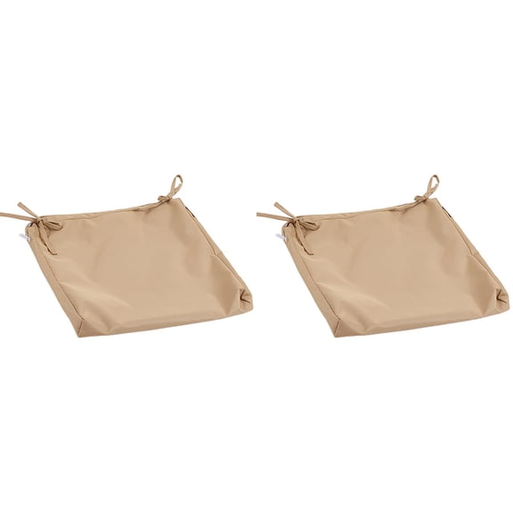 2-Pack Outdoor Cushion Cover with Zipper & Ties, Waterproof Fade-Resistant Slipcover for Patio Garden Rattan Chair Seat, Washable, Khaki, By Preplabs