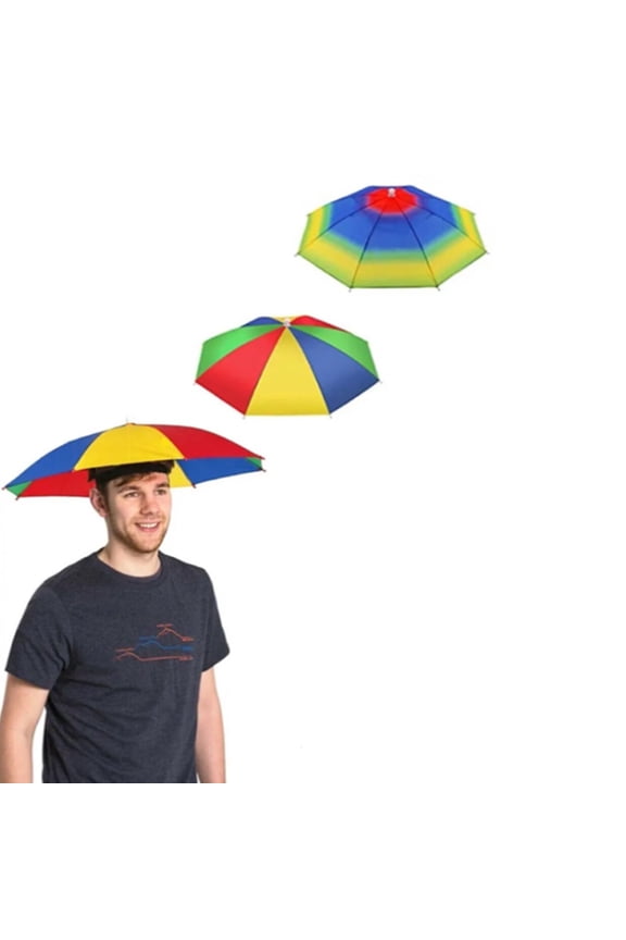 2 Pack Outdoor Foldable Sun Umbrella Hat for Golf, Fishing, Camping, Headwear Cap for Outdoors