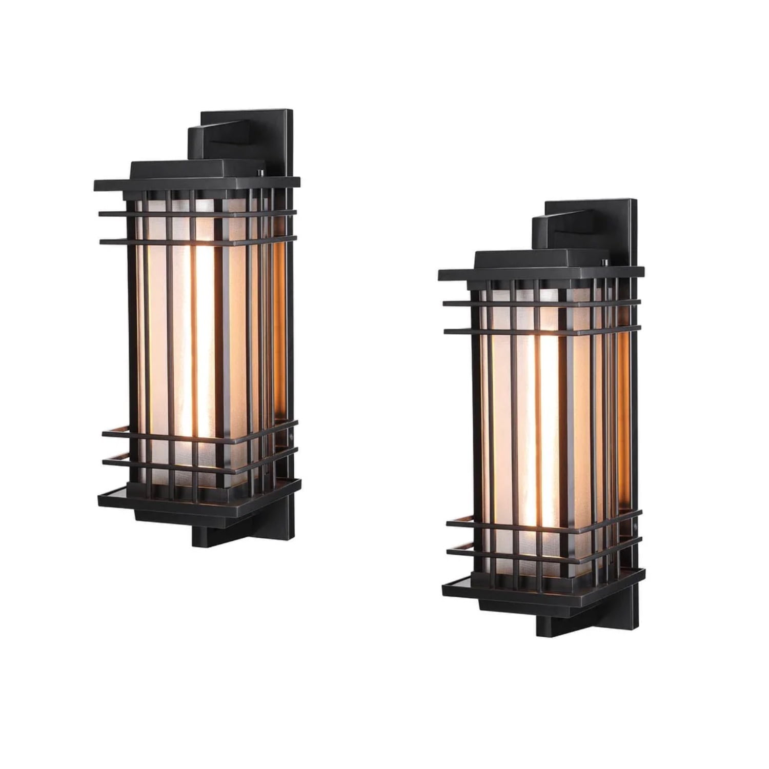 2 Pack Outdoor Glass Wall Sconce, 20 Inch Extra Large Classical Style Wall Lights, E26 Base, Black