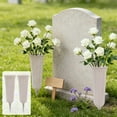 thumbnail image 1 of 2-Pack Outdoor Ground Vases with Stakes, Plastic Memorial Flower Vases for Cemetery, Wedding & Garden, Fits Fresh & Artificial Flowers(Beige), 1 of 6