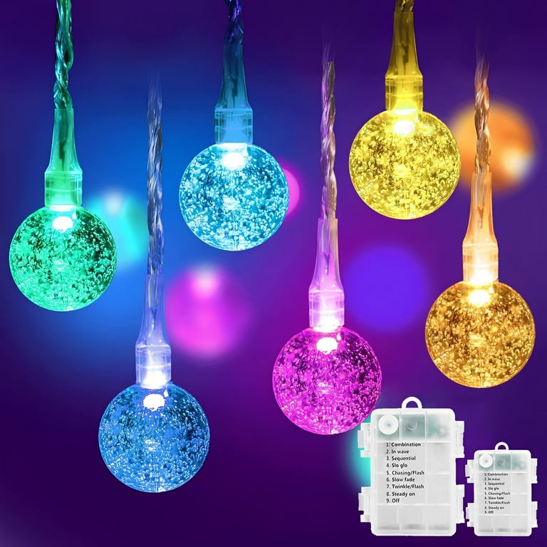 Gooingtop 2 Pack Outdoor Lights Total 60 ft 120 LED Patio Lights Battery Operated Lights Fairy Lights with 8 Modes for Patio Bedroom Backyard Party Christmas