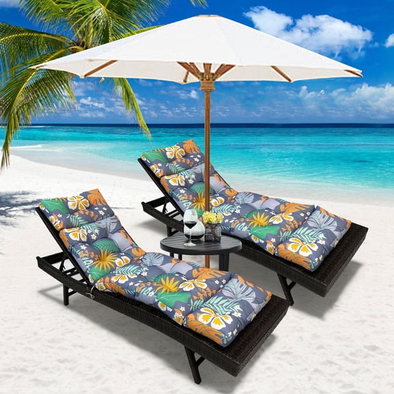 2 Pack Outdoor Lounge Cushion Patio Chaise Replacement 71 x 20 Inch Rocking Cushion for Furniture Sofa Non Slip Beach Pool Recliner Sunbathing Chair Pads with Headrest