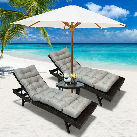 2 Pack Outdoor Lounge Cushion Patio Chaise Replacement 71 x 20 Inch Rocking Cushion for Furniture Sofa Non Slip Beach Pool Recliner Sunbathing Chair Pads with Headrest