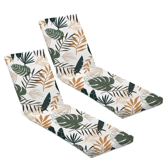 2 Pack Outdoor Patio Chaise Lounge Cushion Covers, Waterproof Patio Furniture Cushions Cover, Stretch Seating Pad Cover, Coconut Leaves