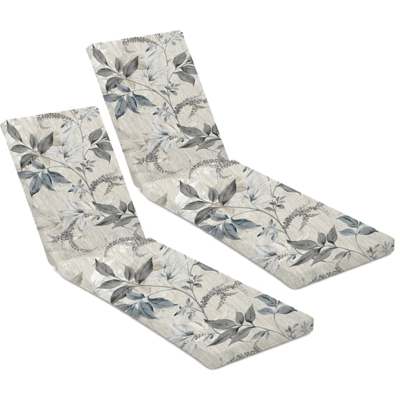 2 Pack Outdoor Patio Chaise Lounge Cushion Covers, Waterproof Patio Furniture Cushions Cover, Stretch Seating Pad Cover, Gray Leaves
