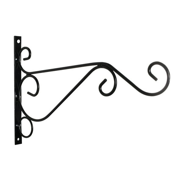 2 Pack Outdoor Plant Hanger, Heavy Duty Hanging Plant Bracket, Bird Feeder Wall Hooks, Decorative Metal Garden Wall Hooks for Hanging Flower Basket, Wind Chimes (Black) 11.8x8.07"