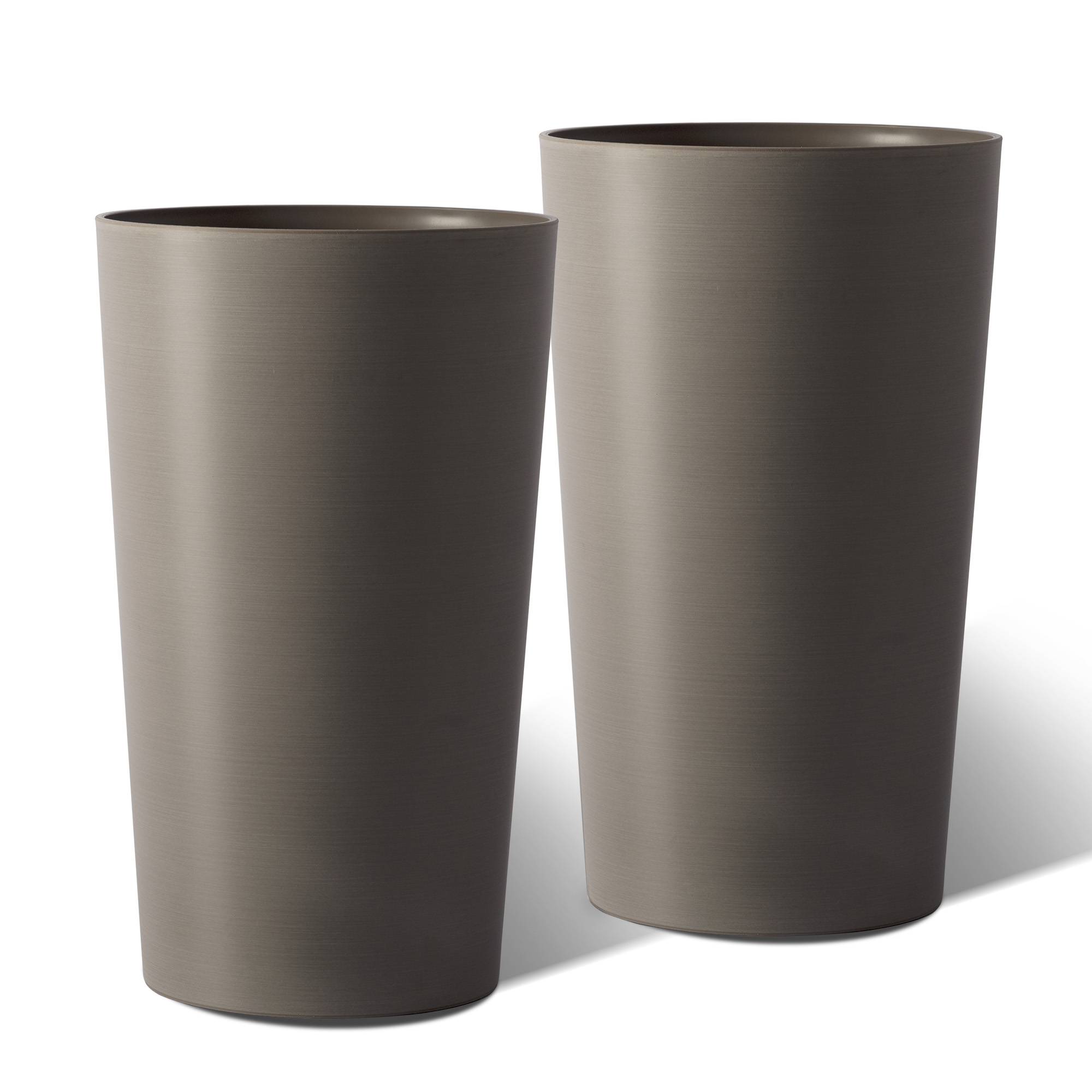 2 Pack Outdoor Planters with Liners,21.7 in Modern Tall Square Planter Box for Indoor/Outdoor,Brown