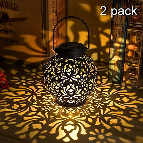 Symposium Profeti seksuel 2 Pack Outdoor Solar Hanging Lantern Lights Metal LED Decorative Light for  Garden Patio Courtyard Lawn and Tabletop with Hollowed-Out Design. Bronze  Color. - Walmart.com