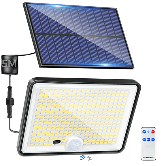 Outdoor Solar Motion Detector Light, 342 LED Light, 3 Modes Solar Lighting for Garden, Garage, Yard, Cool White