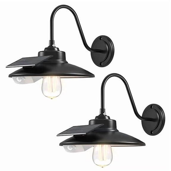 2 Pack Outdoor Solar Power Barn Light Motion Sensor Wall Light Exterior Fixture