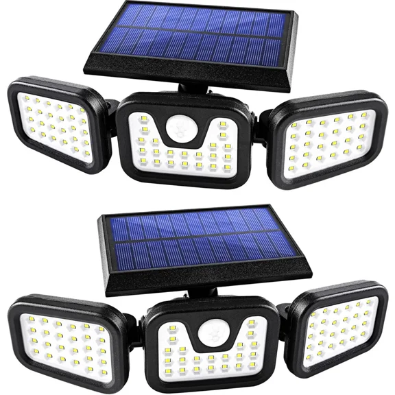 2 Pack Outdoor Solar Wall Light LED Motion Sensor Bright Flood Street Lamp 3 Modes for Garden, Patio, Garage, Driveway & Pathway
