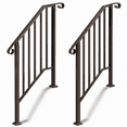 Outside Double Railing 2 Pack Outdoor Stair Handrail Kit for 2-3 Steps, Bronze Wrought Iron ...