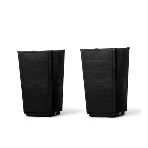 2 Pack Outdoor Tall Plastic Planter Set, Large Flower Pots with Drainage Holes, Durable Plant Pots for Porch Entryway Patio Yard Garden, Dark Brown