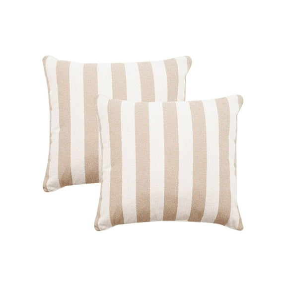 2 Pack Outdoor Throw Pillows 26x26 Inch Decorative Pillow Cushions with Insert for Patio Porch, Khaki Stripe