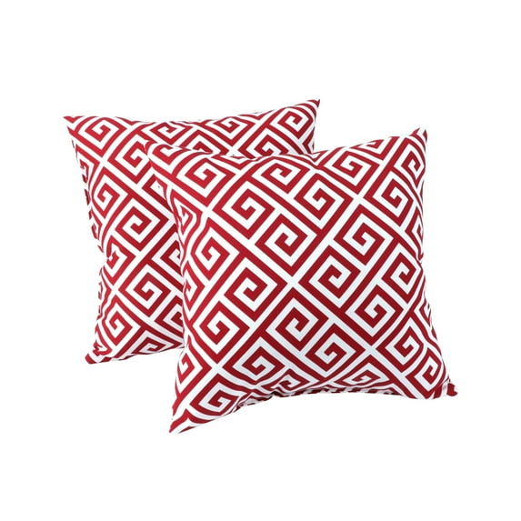 2 Pack Outdoor Throw Pillows, Waterproof & Fade-Resistant Patio Cushions for Garden, Porch, Poolside Furniture - Soft Cotton Pillow Covers (18x18 Inch, Red)