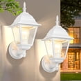thumbnail image 1 of Outdoor Wall Light Fixture White, Waterproof Exterior Wall Sconce, E26 Base Hardwired, Die-Cast Aluminum & Glass, for Porch Garage Entryway, 1 of 10
