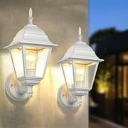 2 Pack Outdoor Wall Lights Fixtures Wall Lantern White Outdoor Porch Lights Fixture for House Garden