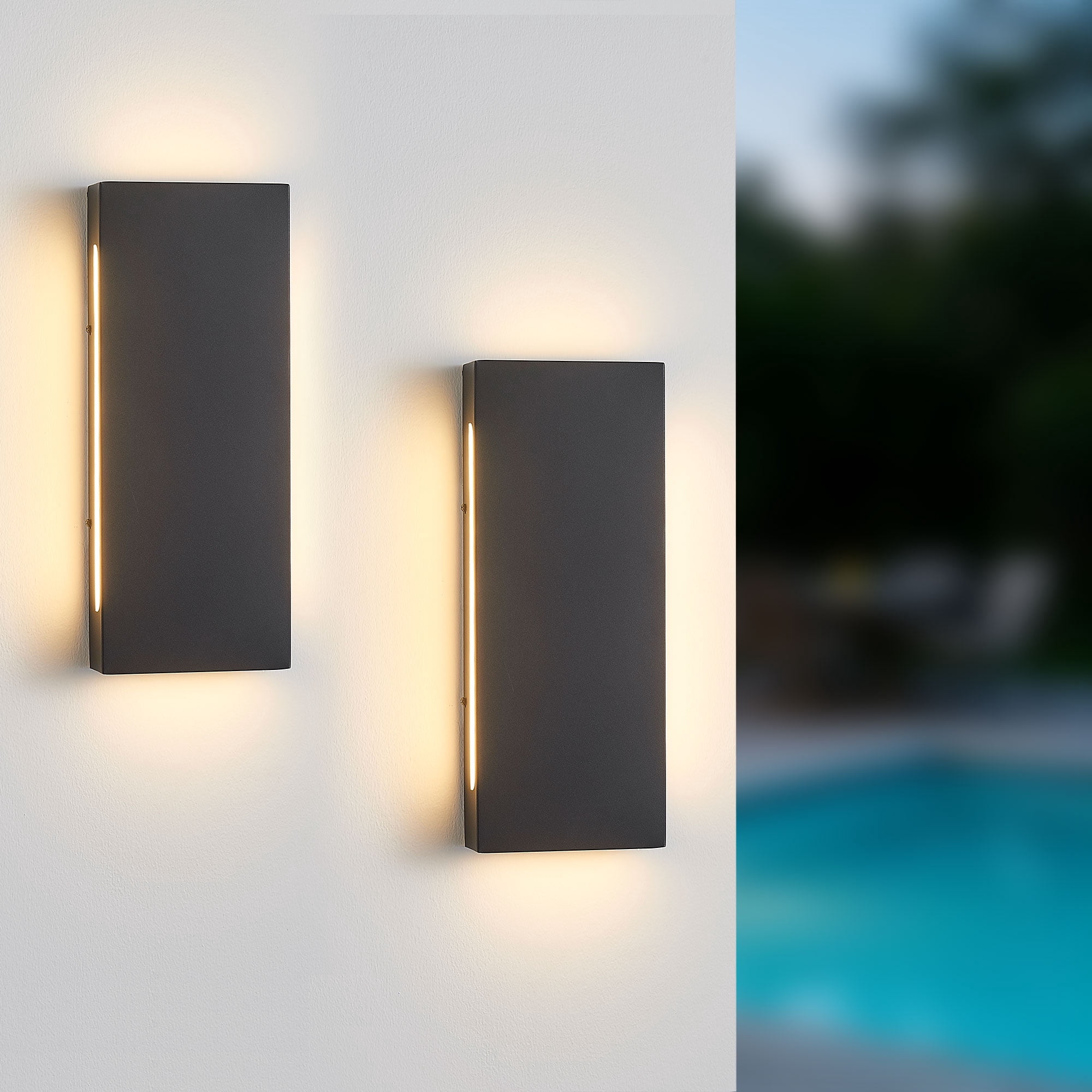 2-Pack Outdoor Wall Lights, LED Up and Down Lights Outdoor, Modern Wall Sconces Porch Light, Black Exterior Lighting Fixtures Wall Mount, Outside Lights for House Front Door Garage, 3000K