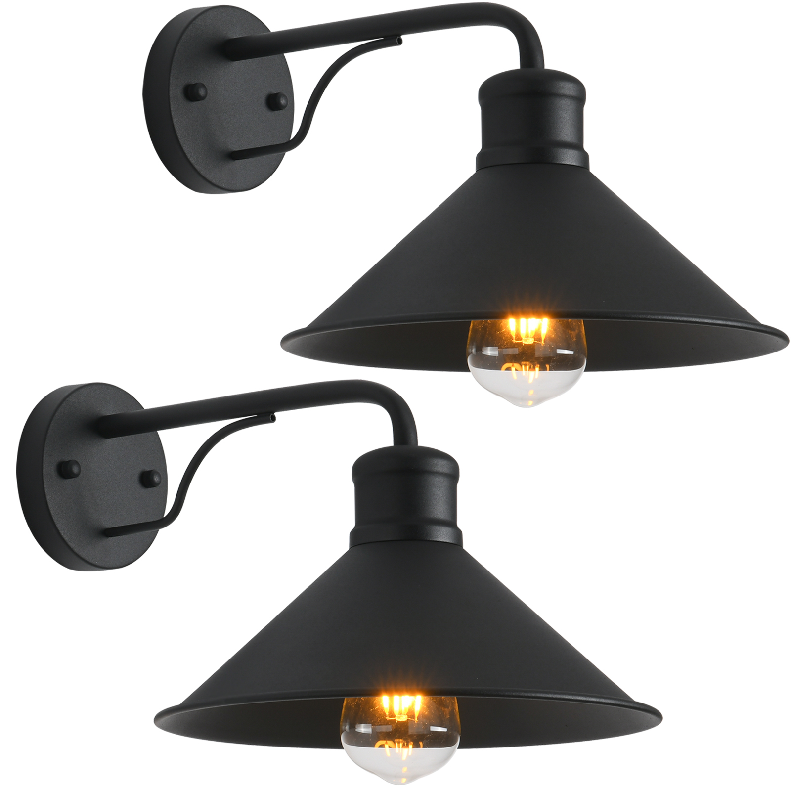 UIXE 2 Pack Light Fixtures Wall Mount, Black Exterior Wall Sconce Lighting, AntiRust Wall Porch
