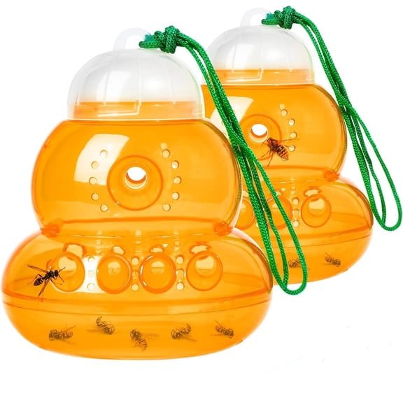 2 Pack Outdoor Wasp Hornet Yellow Jacket Trap Reusable Hanging Insect Catcher Effective Bee Fly Bug Trap for Garden Farm Yard Use