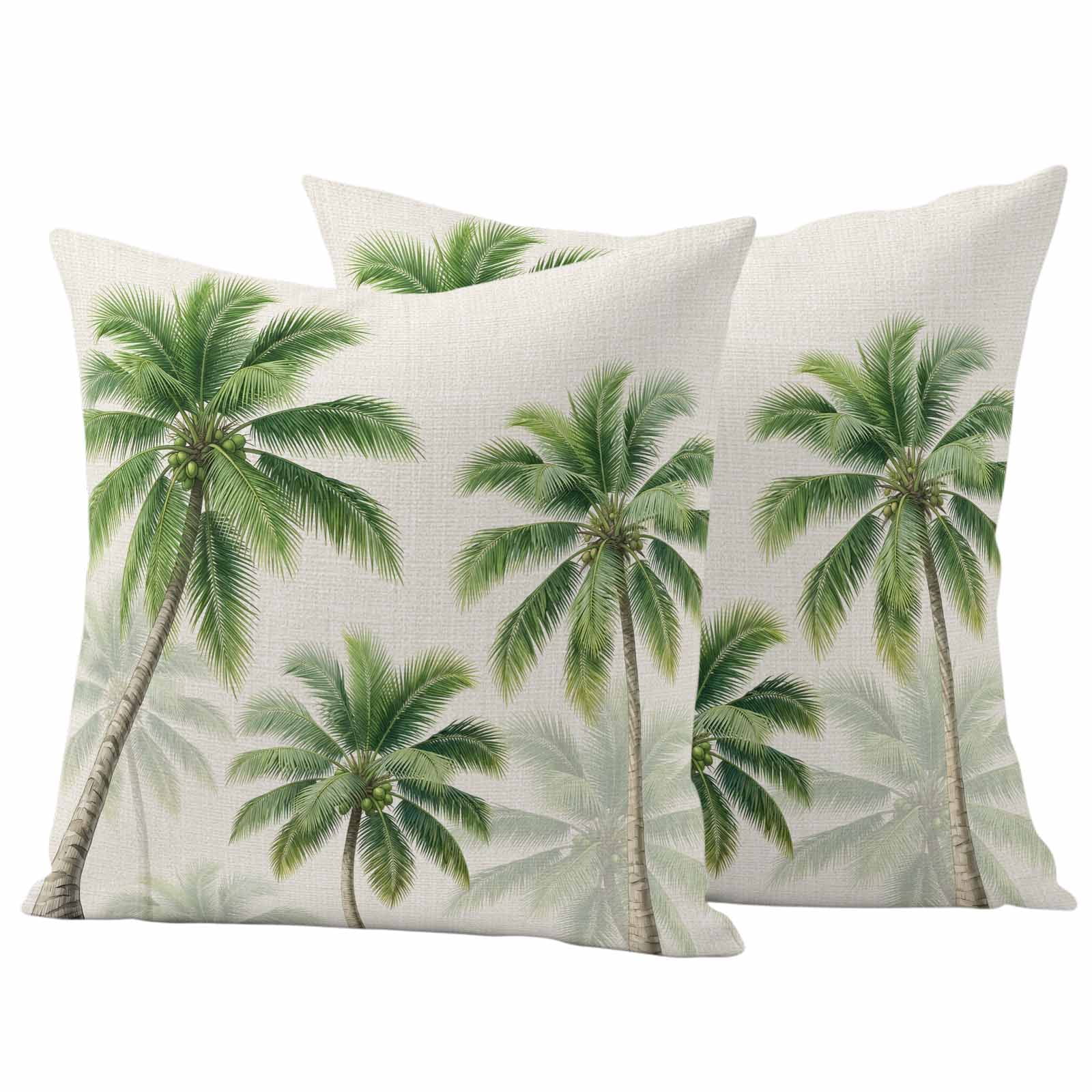 2 Pack Outdoor Waterproof Throw Pillow Covers,Tropical Green Palm Tree ...