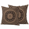thumbnail image 1 of 2 Pack Outdoor Waterproof Throw Pillow Covers,Abstract Brown Flowers Decorative Square Pillow Case Patio Pillowcases for Chair Couch Sofa 16x16in, 1 of 9